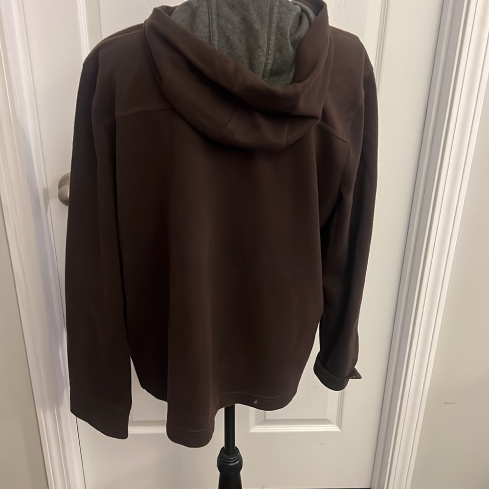 Lauren Ralph Lauren wood toggle leather trim brown jacket - Picture 2 of 2
